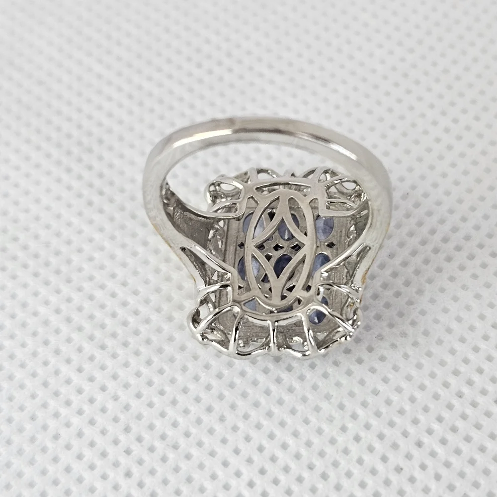 Genuine Tanzanite Ring in 18K YG and Platinum Over Sterling Silver Size 5! - Picture 6 of 10